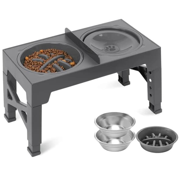 Justerbar hundmatare, höjdalternativ 22-31 cm, torr-våt separation,En