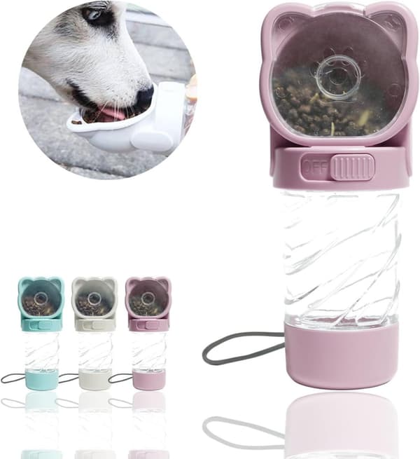 Bomclap multifunktionel vandskål til kæledyr, bærbar mad- og vandskål til hunde og katte til rejser Pink