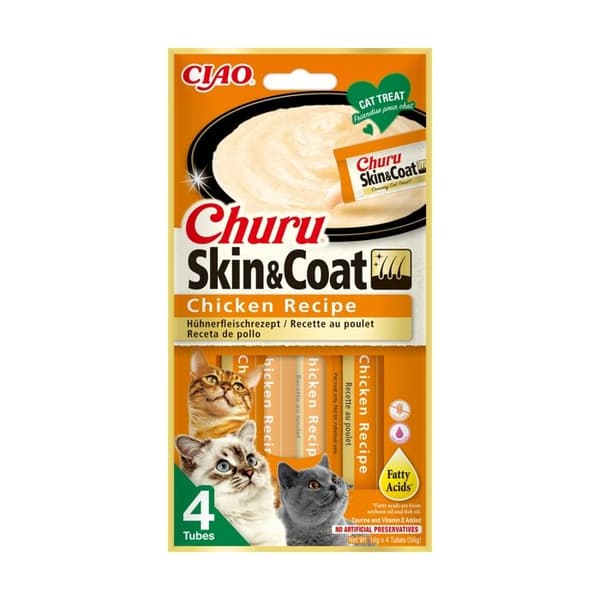 Kosttillskott - Inaba - Churu Puree - Kyckling - Hälsosam hud - Skinande päls
