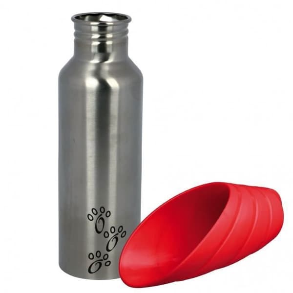 Bärbar vattenflaska - TRIXIE - 24606 - 750 ml - Hund - Rostfritt stål/Röd