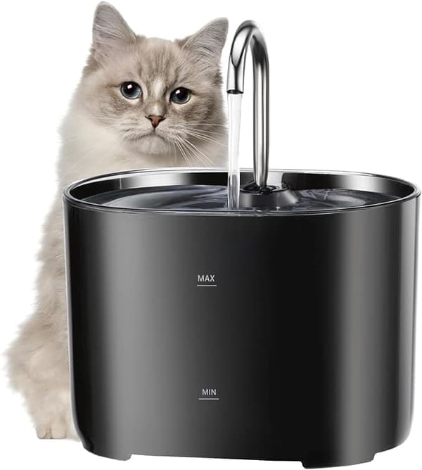 2,2L Kattfontän ,Vattenskål för husdjur - Tyst Automatisk Vattendispenser med Avtagbar Tank Svart