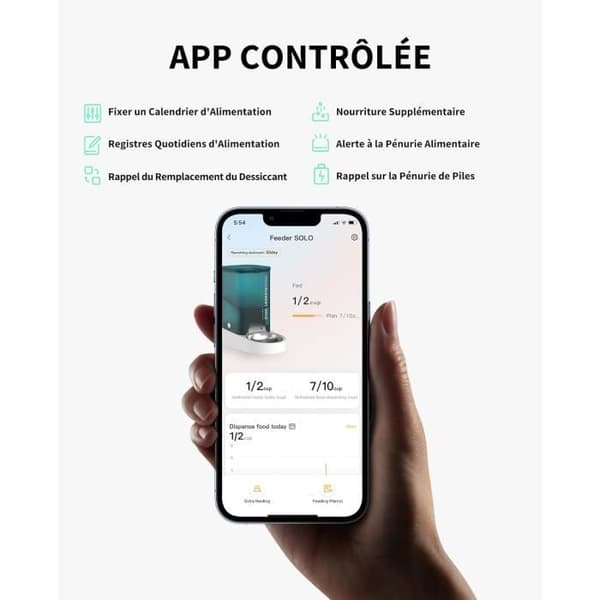 PETKIT Automatisk Utfodring för Katter och Hundar, 2.4G WiFi 3L Automatisk Matare, Ansluten App, med Skål i Rostfritt Stål