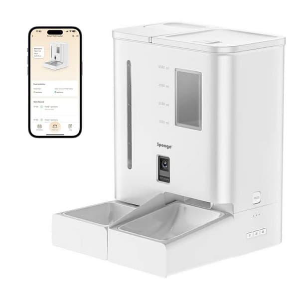 Cat Feeder Sponge Vit Svart Plast