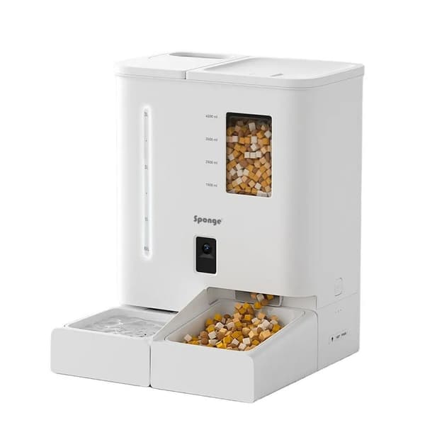 Cat Feeder Sponge Vit Svart Plast