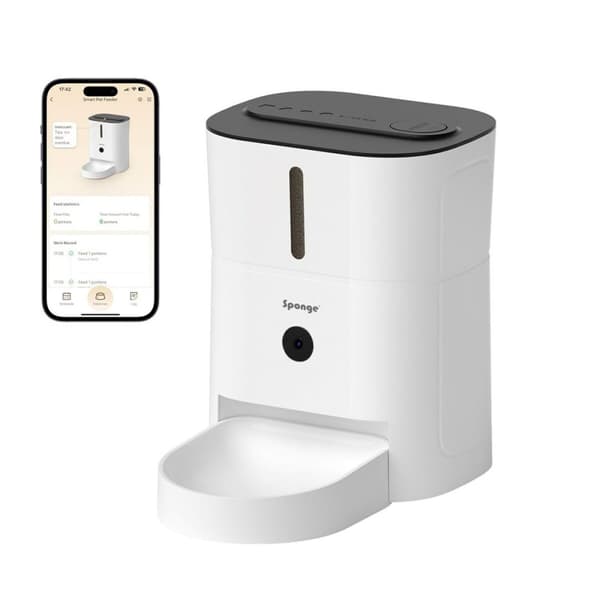 Cat Feeder Sponge Vit Svart Plast