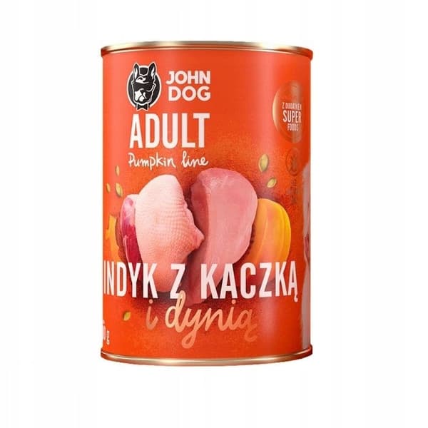 JOHN DOG PUMPKIN våtfoder till hund KALKON MED ANKA OCH PUMPA 400 g