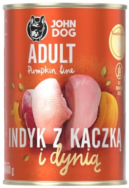 JOHN DOG PUMPKIN våtfoder till hund KALKON MED ANKA OCH PUMPA 400 g
