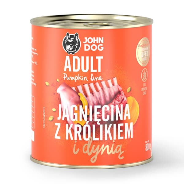 JOHN DOG GRÆSKAR vådfoder til hunde LAM MED KANIN OG GRÆSKAR 800 g