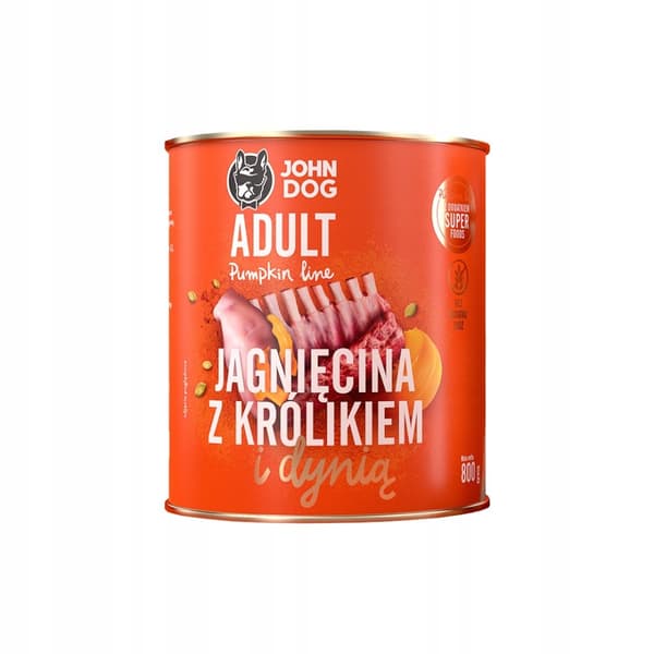 JOHN DOG GRÆSKAR vådfoder til hunde LAM MED KANIN OG GRÆSKAR 800 g