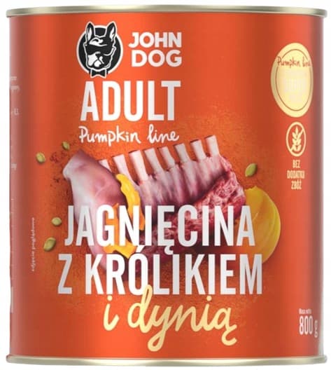 JOHN DOG GRÆSKAR vådfoder til hunde LAM MED KANIN OG GRÆSKAR 800 g