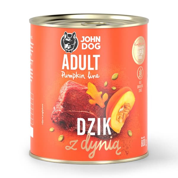 JOHN DOG PUMPKIN våtfoder för hundar VILDSVIN MED PUMPA 800 g