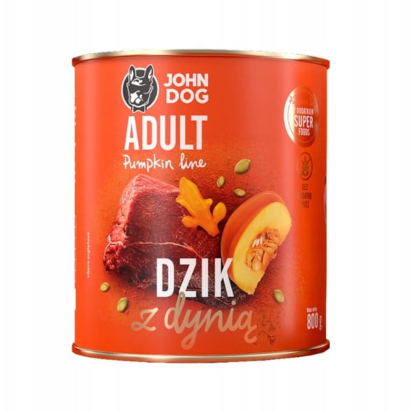 JOHN DOG PUMPKIN våtfoder för hundar VILDSVIN MED PUMPA 800 g