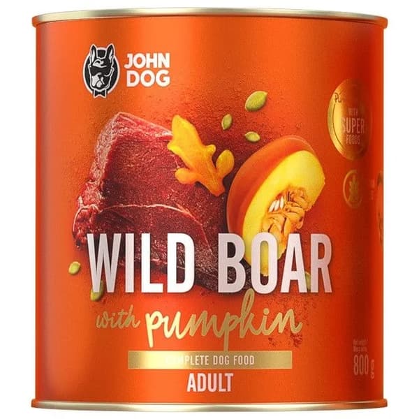 JOHN DOG PUMPKIN våtfoder för hundar VILDSVIN MED PUMPA 800 g