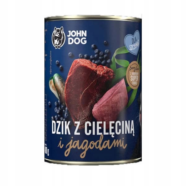 JOHN DOG BERRY vådfoder til hunde med vildsvin og kalvekød 400 g