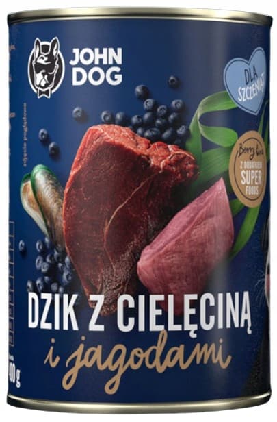 JOHN DOG BERRY vådfoder til hunde med vildsvin og kalvekød 400 g