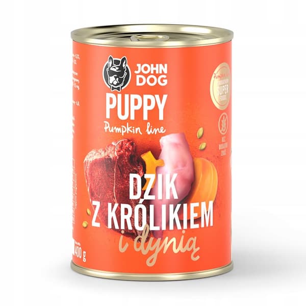 JOHN DOG GRÆSKAR hundefoder til hvalpe, vildsvin med kanin og græskar 400 g
