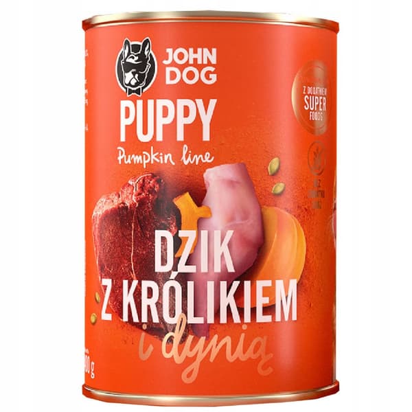 JOHN DOG GRÆSKAR hundefoder til hvalpe, vildsvin med kanin og græskar 400 g