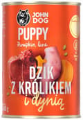 Miniatyrbillede 1 af 7: JOHN DOG GRÆSKAR hundefoder til hvalpe, vildsvin med kanin og græskar 400 g