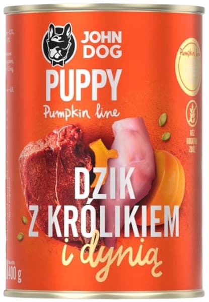 JOHN DOG GRÆSKAR hundefoder til hvalpe, vildsvin med kanin og græskar 400 g
