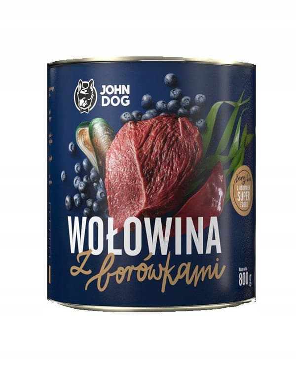 JOHN DOG BERRY vådfoder til hunde OKSEKØD MED BLÅBÆR 800 g