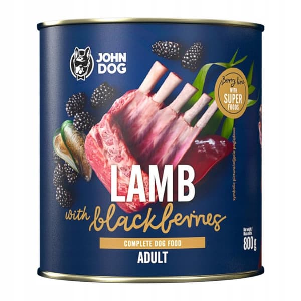 JOHN DOG BERRY vådfoder til hunde OKSEKØD MED BLÅBÆR 800 g