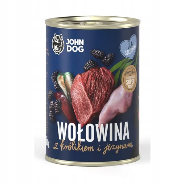JOHN DOG BERRY vådfoder til hunde med oksekød og kanin 400 g