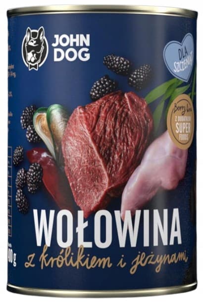 JOHN DOG BERRY vådfoder til hunde med oksekød og kanin 400 g