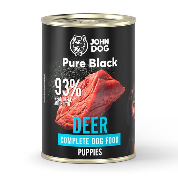 JOHN DOG PURE BLACK JUNIOR vådfoder til hundehvalpe JELEŃ 400 g