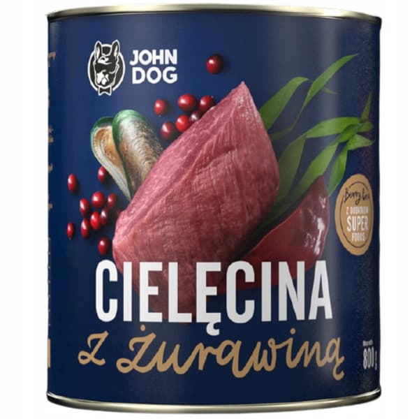 JOHN DOG BERRY vådfoder til hunde KALV MED TRANBÆR 800 g