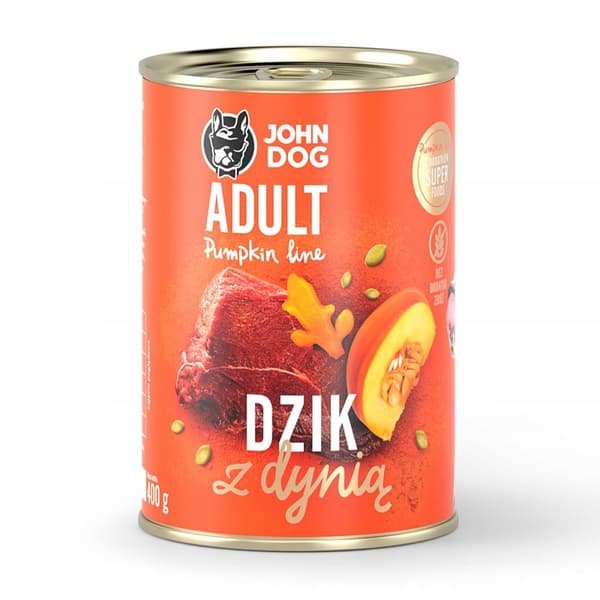 JOHN DOG PUMPKIN våtfoder för hundar VILDSVIN MED PUMPA 400 g