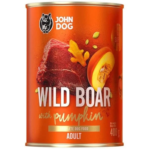 JOHN DOG PUMPKIN våtfoder för hundar VILDSVIN MED PUMPA 400 g