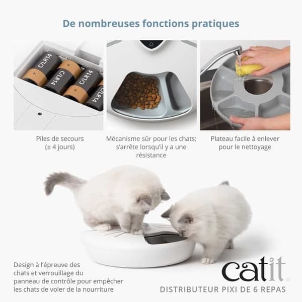 Ansluten kattmatsautomat - CATIT - PIXI SMART - 6 x 170ml - LCD-pekskärm - Med kylpåsar