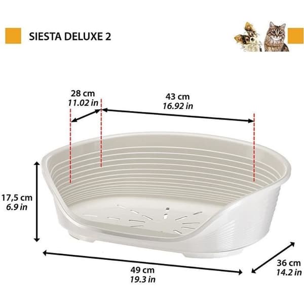 SIESTA DELUXE Korg Storlek 2 - 49*36*17,5 cm - Ljusgrå - FERPLAST