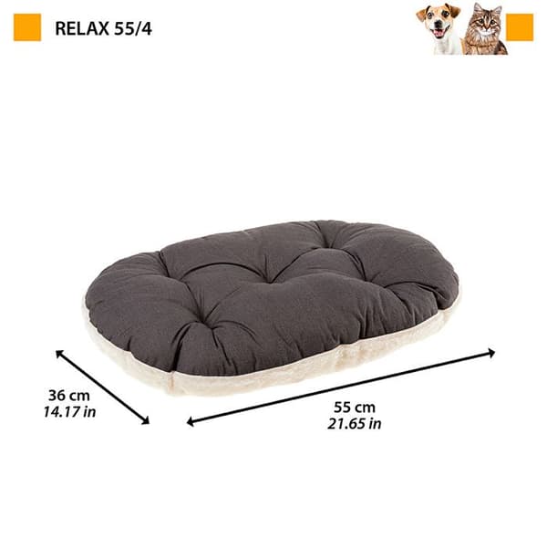 Ferplast RELAX F Bomulls- och plyschkudde för hundar och katter. Olika storlekar. 55/4 - 55 x 36 cm - Grå