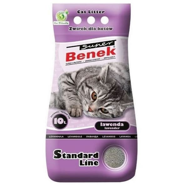 Kissanhiekka Super Benek Standard Harmaa Laventeli 10 L