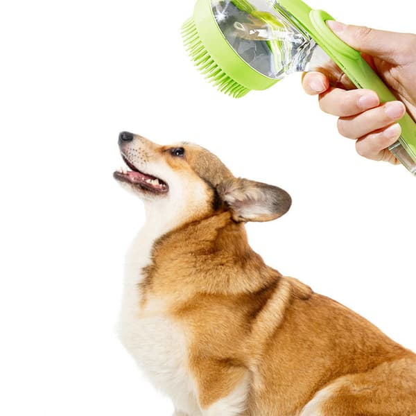 INF Kæledyrsbadebørste med shampoodispenser - Hunde- og kattemassagebørste