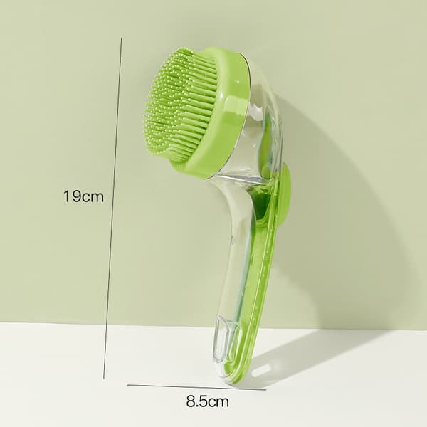 INF Kæledyrsbadebørste med shampoodispenser - Hunde- og kattemassagebørste Grøn
