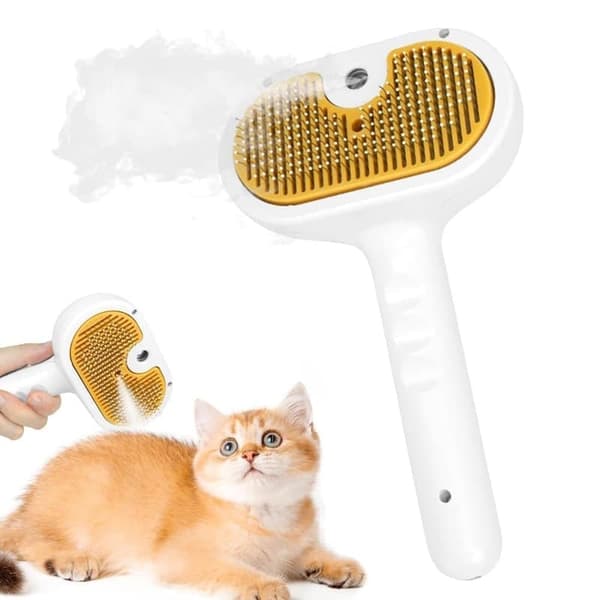 Ångborste för Katt och Hund – Borste till Husdjur - Husdjursborste –Tryckborste för djurpäls 20 x 11.5 x 8cm