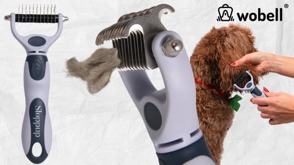 SMAL KROGTRIMMER TIL KÆMNING AF HUNDE- OG KATTEHÅRKNUD DOBBELTSIDIGT