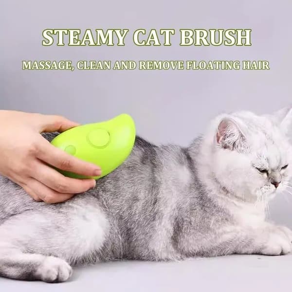 Lollanda Steamy Cat Brush 4-in-1, Cat Steamy Brush, Steamy Dog Brush – Höyrytoiminto, itsepuhdistuva