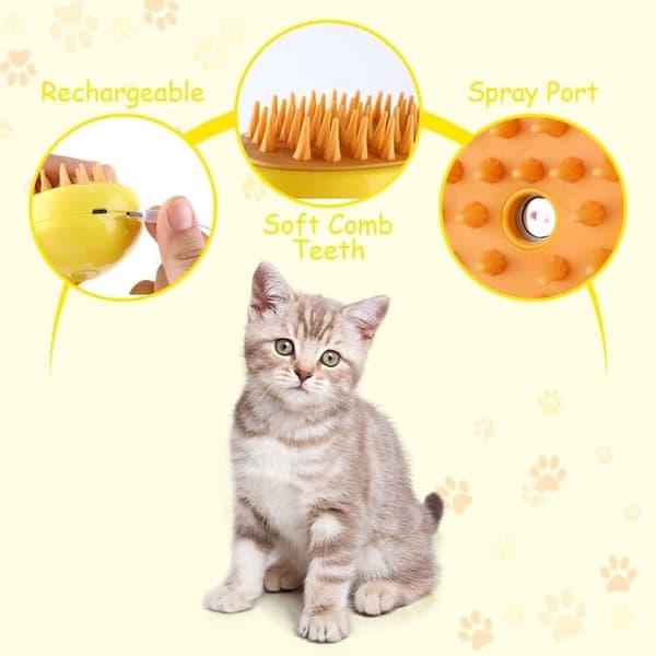 Lollanda Steamy Cat Brush 4-in-1, Cat Steamy Brush, Steamy Dog Brush – Höyrytoiminto, itsepuhdistuva