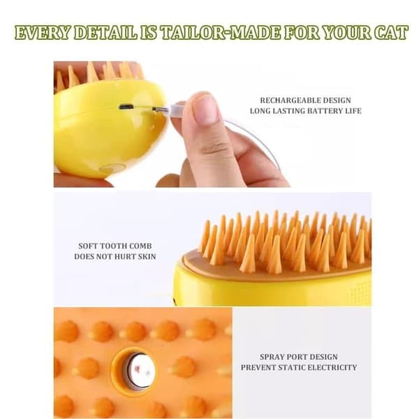 Lollanda Steamy Cat Brush 4-in-1, Cat Steamy Brush, Steamy Dog Brush – Höyrytoiminto, itsepuhdistuva
