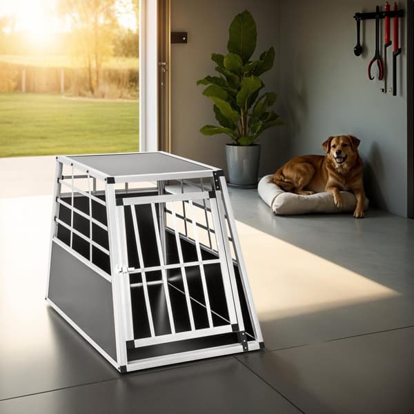 Hundbur singel med rak baksida - 65 x 90 x 69,5 cm