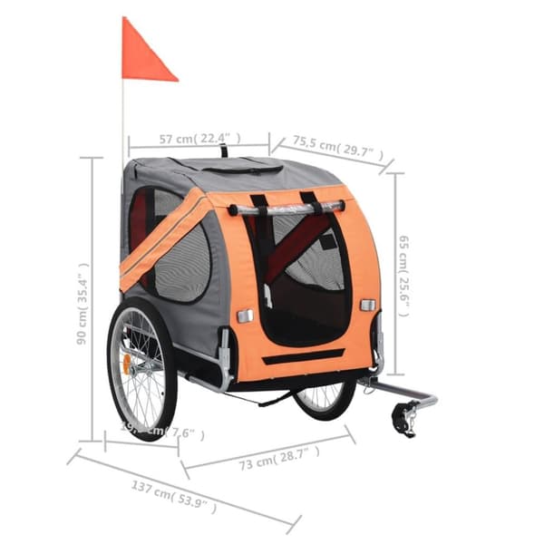 vidaXL Cykelvagn för djur orange och grå