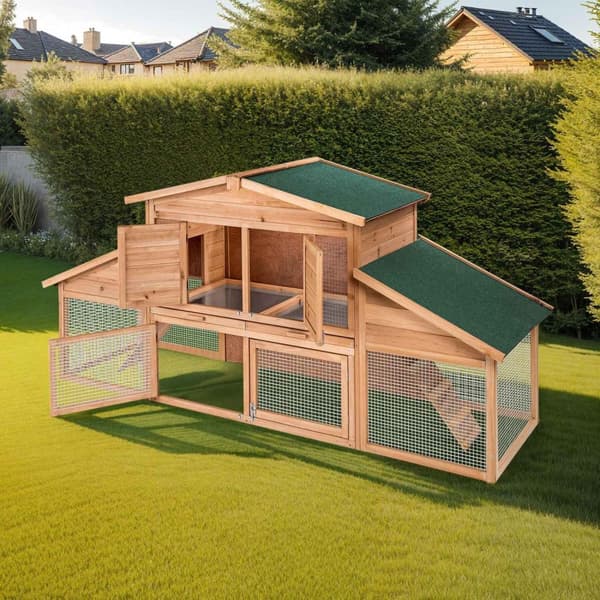 XXL Kaninbur Johannes 226x77x95,5cm - brun