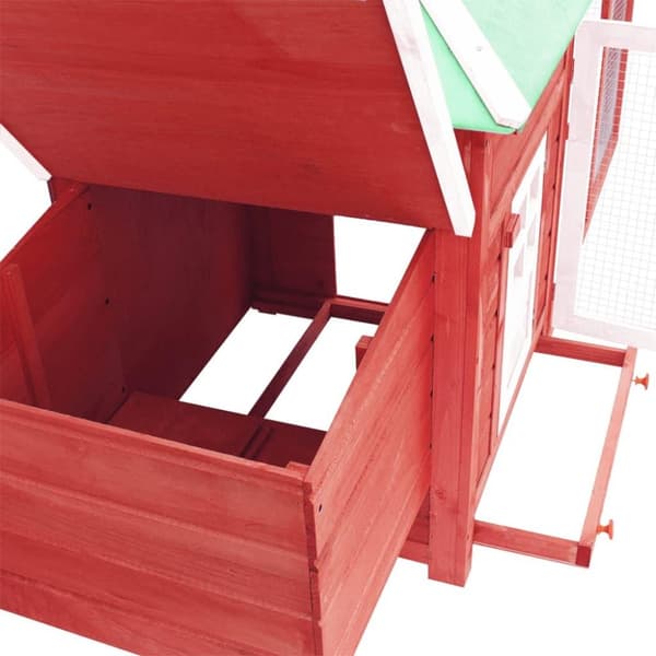 vidaXL Hønsehus med verpekasse rød 190x72x102 cm heltre gran