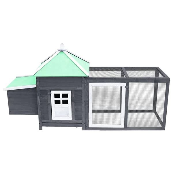 vidaXL hønsehus med redekasse 190x72x102 cm massivt fyrretræ grå