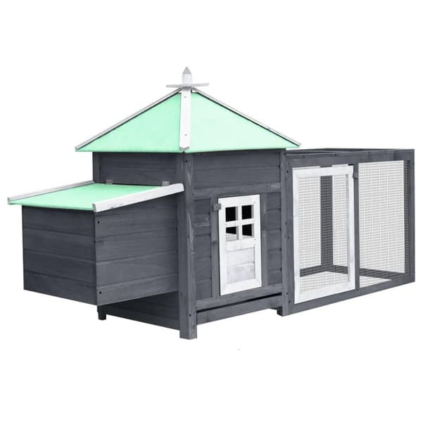 vidaXL hønsehus med redekasse 190x72x102 cm massivt fyrretræ grå