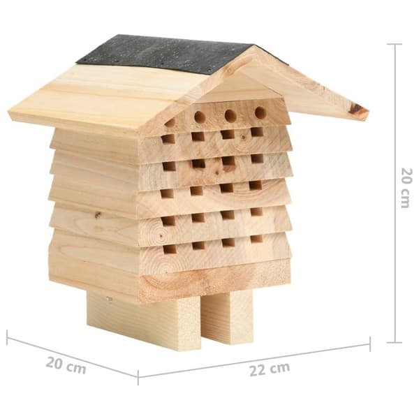 vidaXL Bihotell massivt granträ 22x20x20 cm