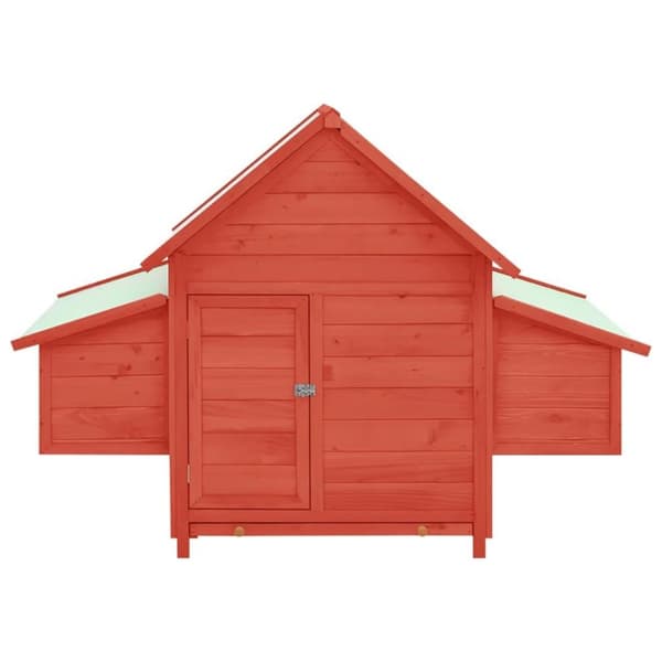 vidaXL Hønsehus rød og hvit 150x96x110 cm heltre gran